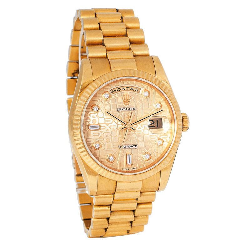 A gentlemen's wrist watch 'Day-Date' with diamonds by Rolex