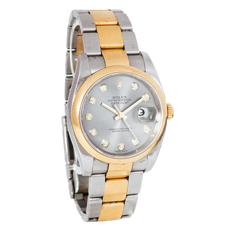 A gentlemen's wrist watch 'Oyster Perpetual Date Just' by Rolex with diamonds