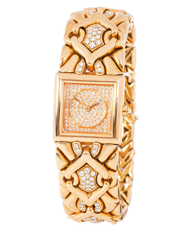 A lady's wrist watch with diamonds by Bulgari