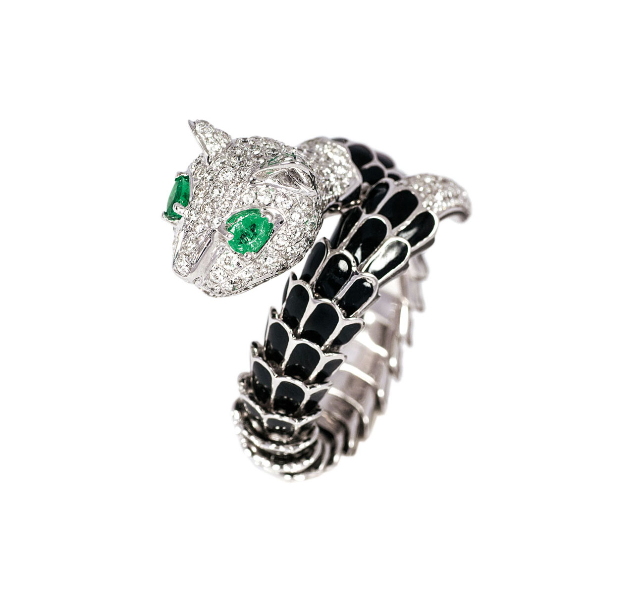 A diamond emerald ring 'Panther'