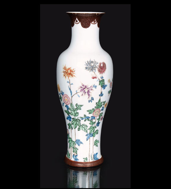 A baluster vase with flower painting