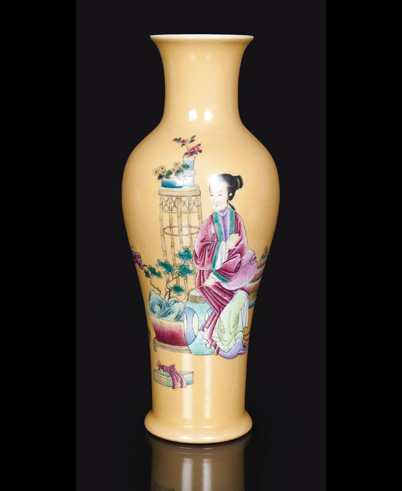 A slender baluster vase 'Lady with penzai plants'