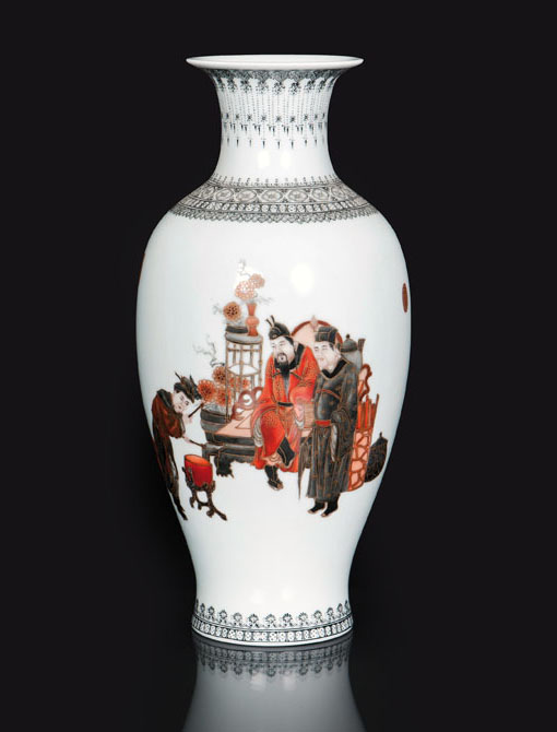 A baluster vase with a figural scene