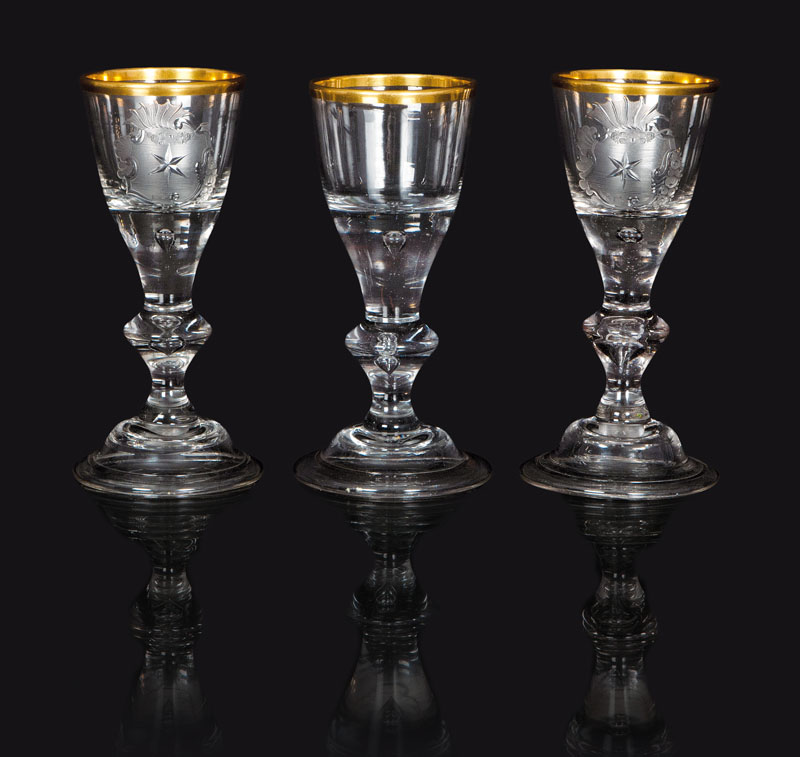 A set of 3 Lauenstein goblets