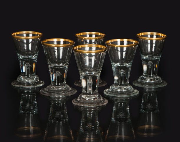 A set of 6 small Lauenstein goblets
