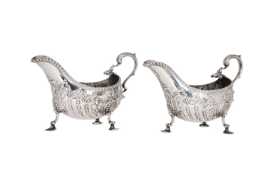 A pair of Georgian gravy boats