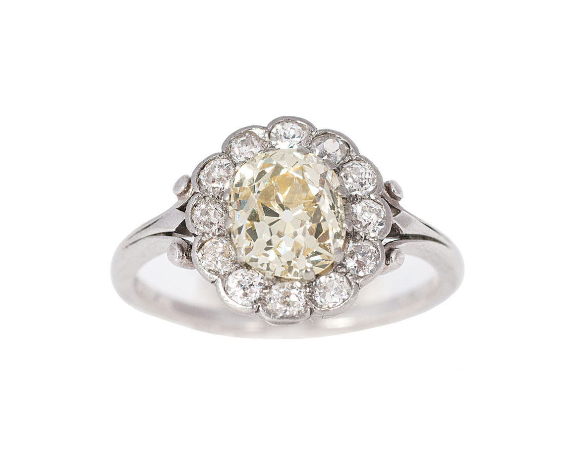 Seltener Jugendstil-Ring mit naturfarbigem Diamant