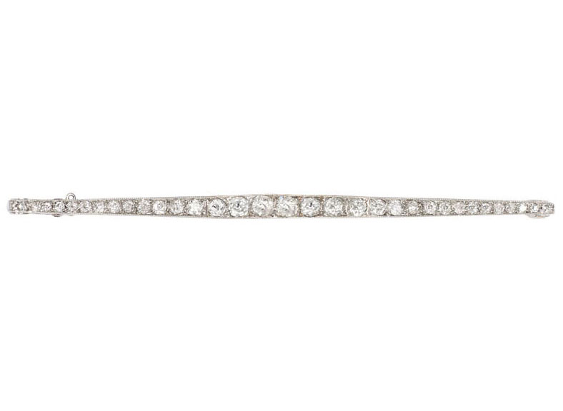 A long Art Nouveau diamond brooch