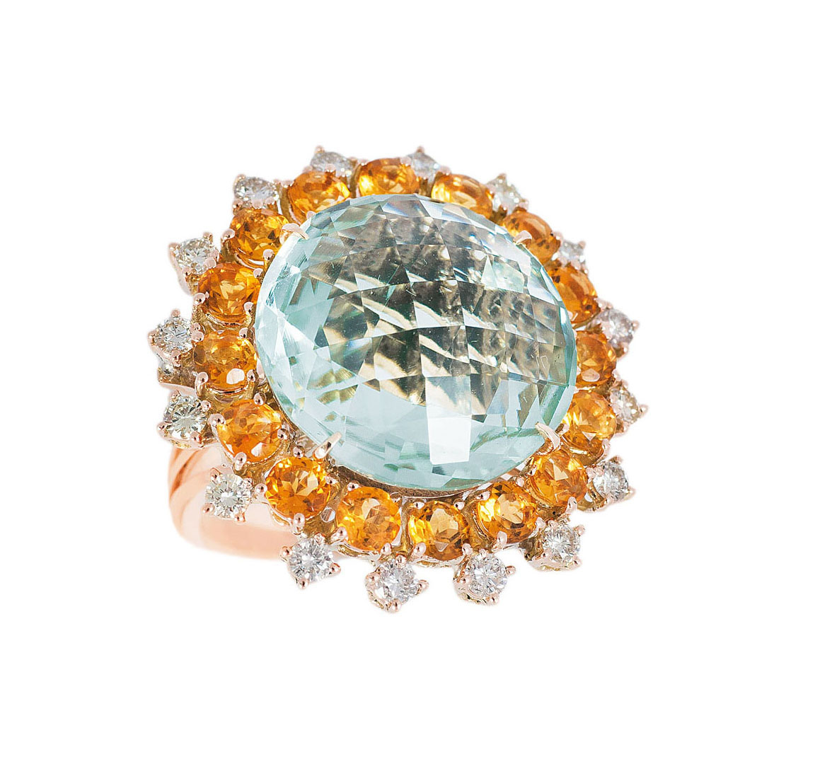 A large amethyst citrine diamond ring