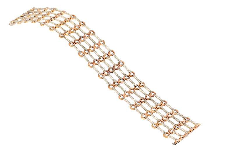 A golden bracelet with diamonds