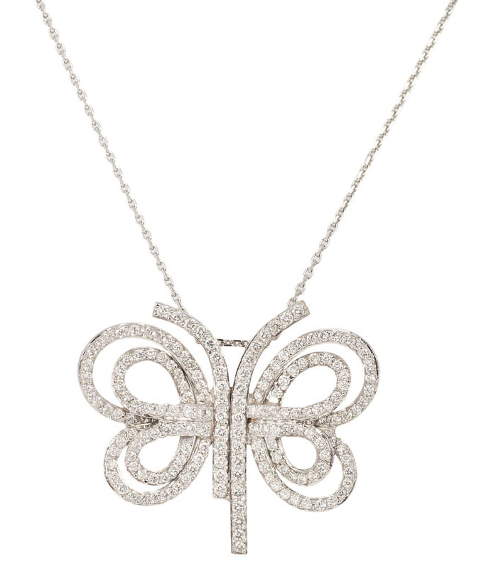A diamond pendant 'Butterfly' with necklace