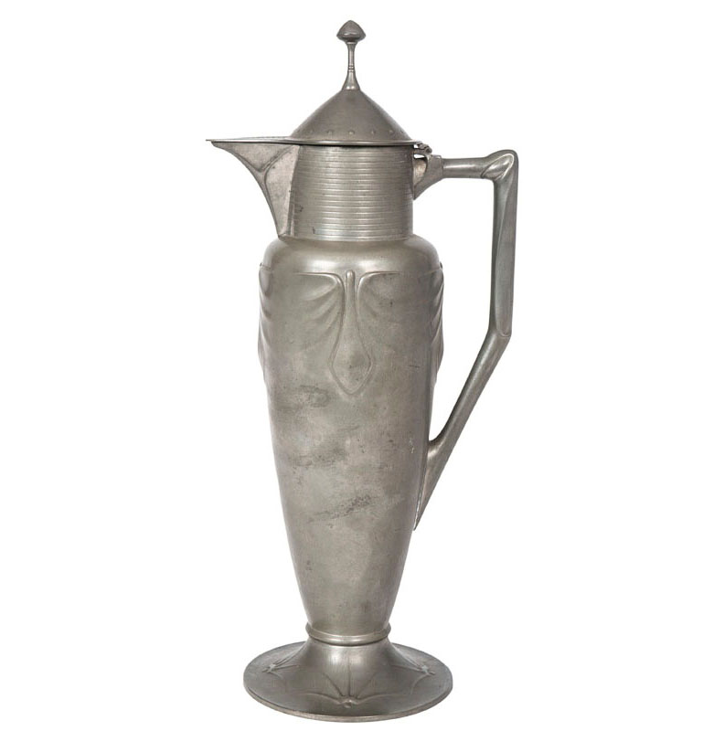 An Art Nouveau pewter pot