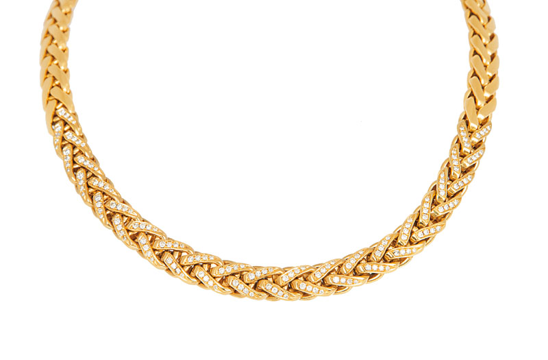 Gold-Panzercollier mit Brillant-Besatz