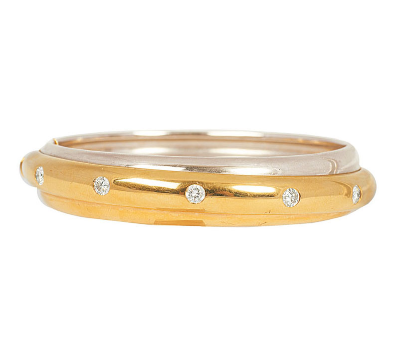 A golden bangle bracelet with diamonds by Werner Zappe Pforzheim