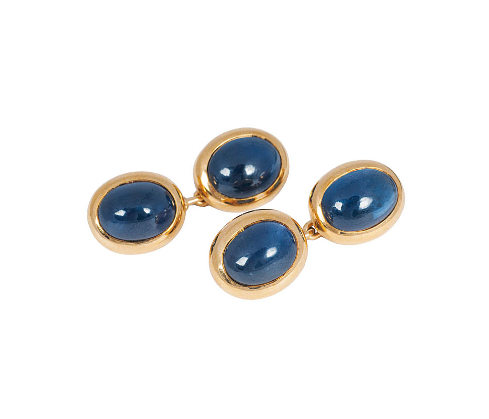 A pair of sapphire cuff links