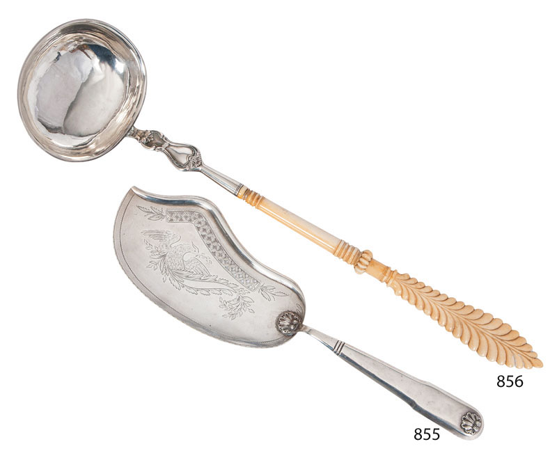 A Biedermeier ladle with ivory handle