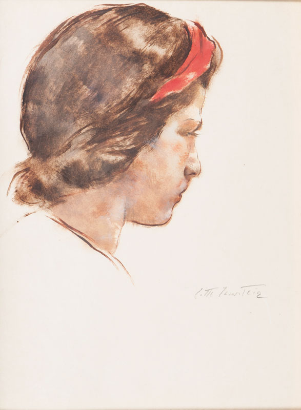 Portrait einer Dame mit rotem Haarband