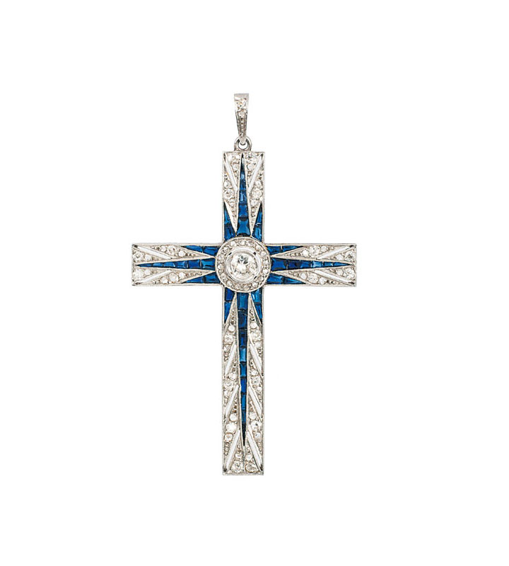An Art-Nouveau diamond pendant as a cross