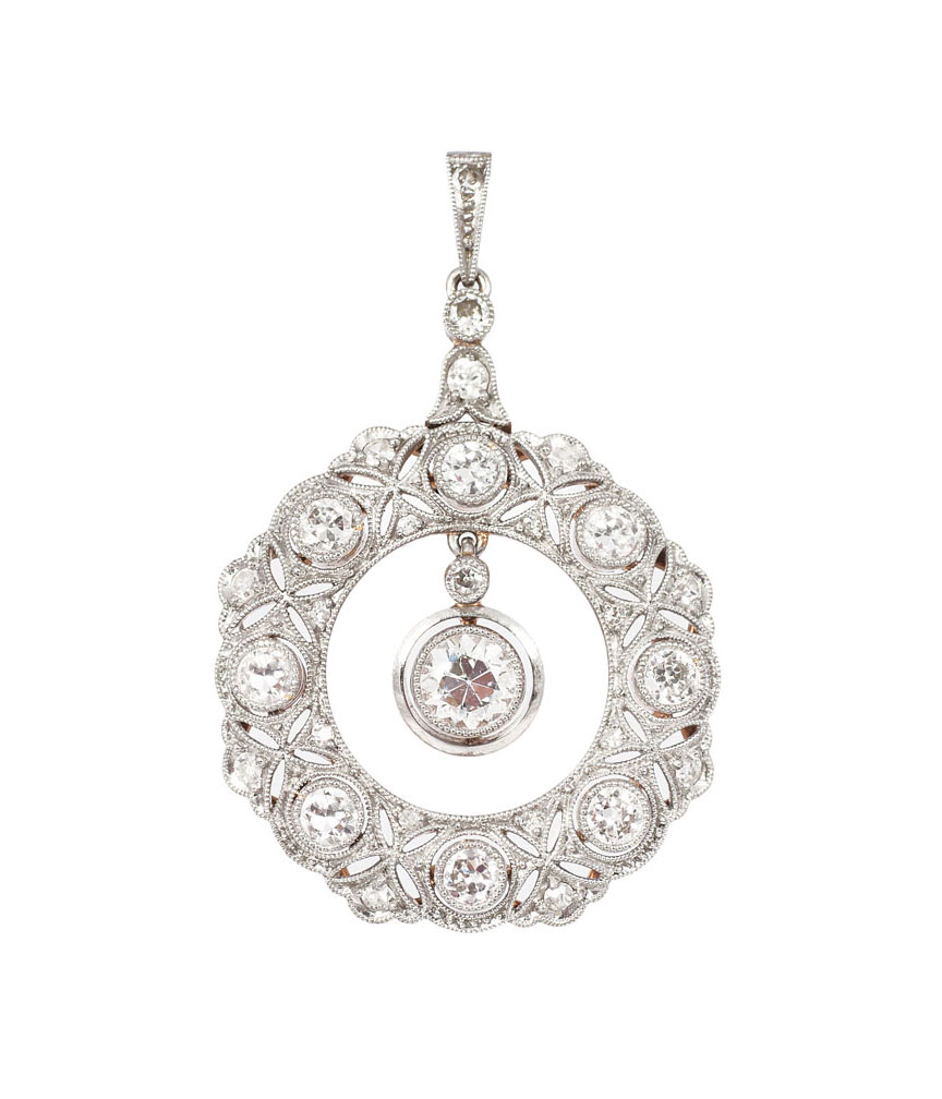 An Art-Nouveau diamond pendant