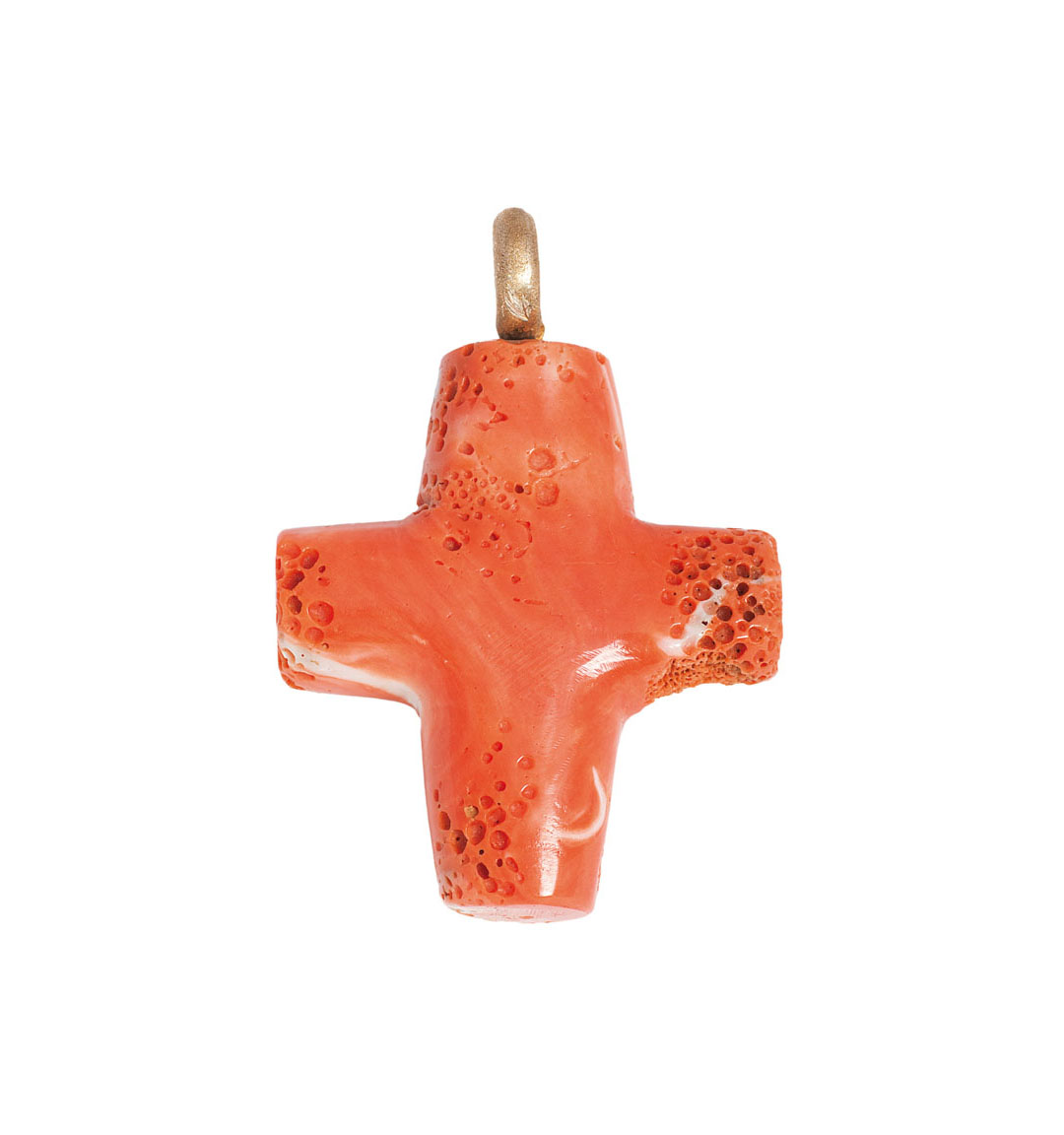 A coral pendant in shape of a cross