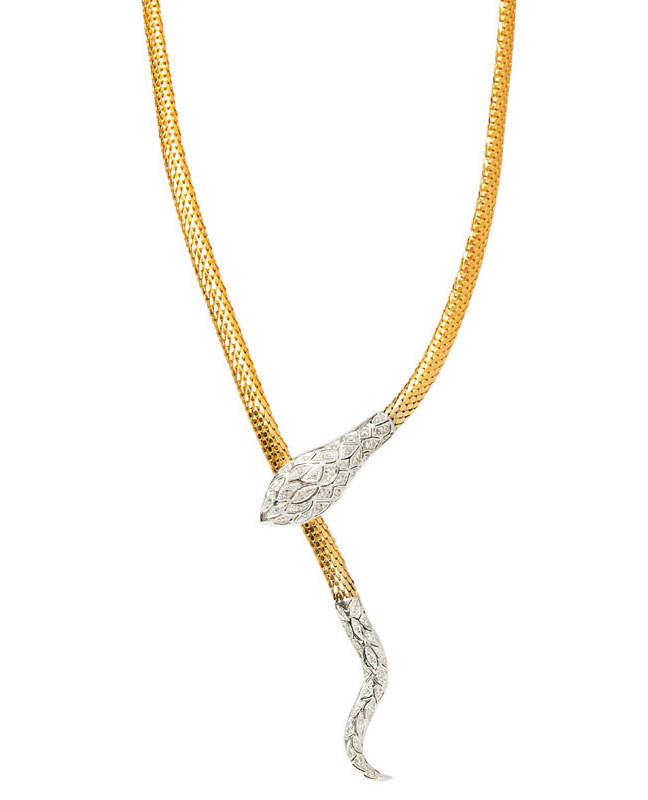 A golden necklace 'Snake' with diamonds
