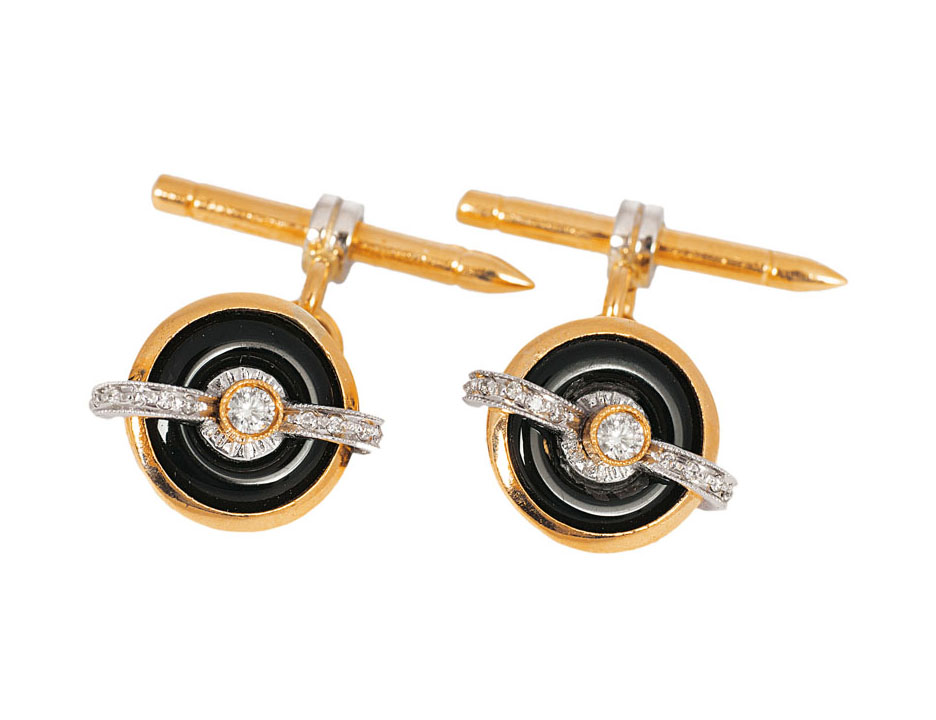 A pair of onyx diamond cufflinks