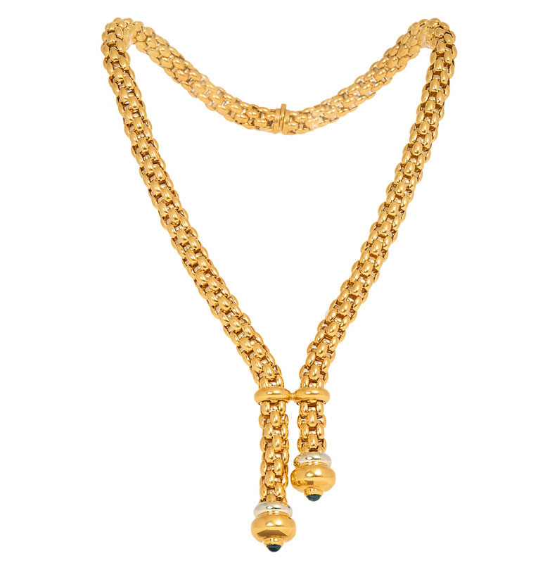 A highcarat golden necklace with matching bracelet of the collection 'Novecento' by Fope