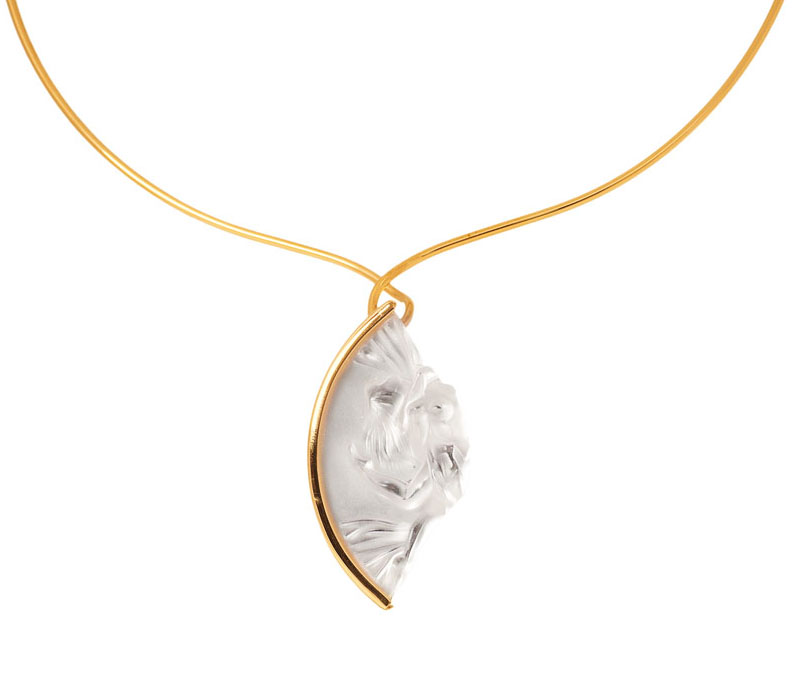 Lalique-Collier mit Kristall-Anhänger 'Tänzerin'
