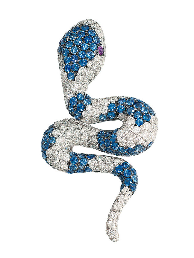 A sapphire diamond pendant 'Snake'