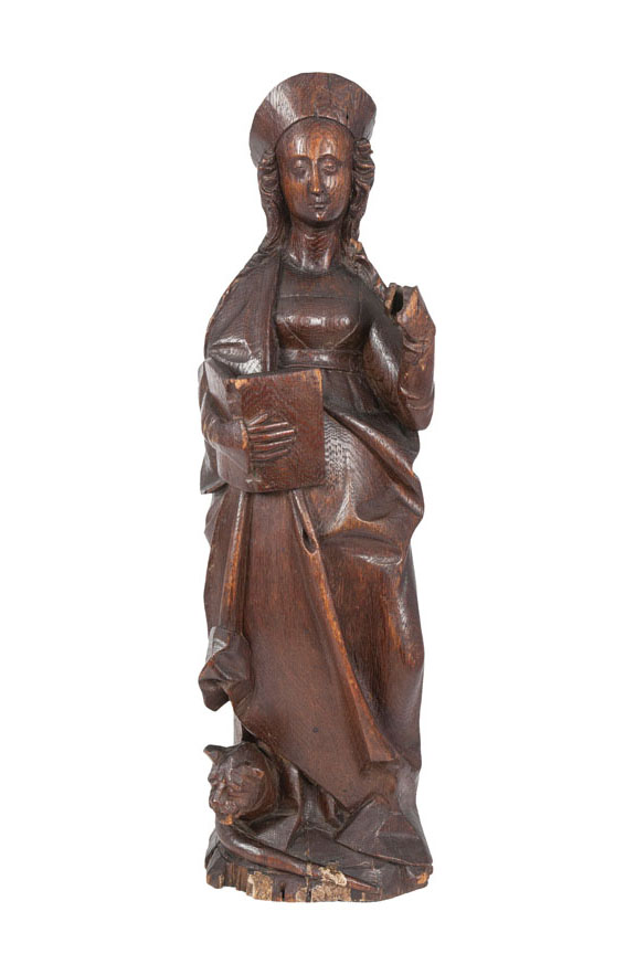 A Gothic sculpture 'St Margaret of Antioch'