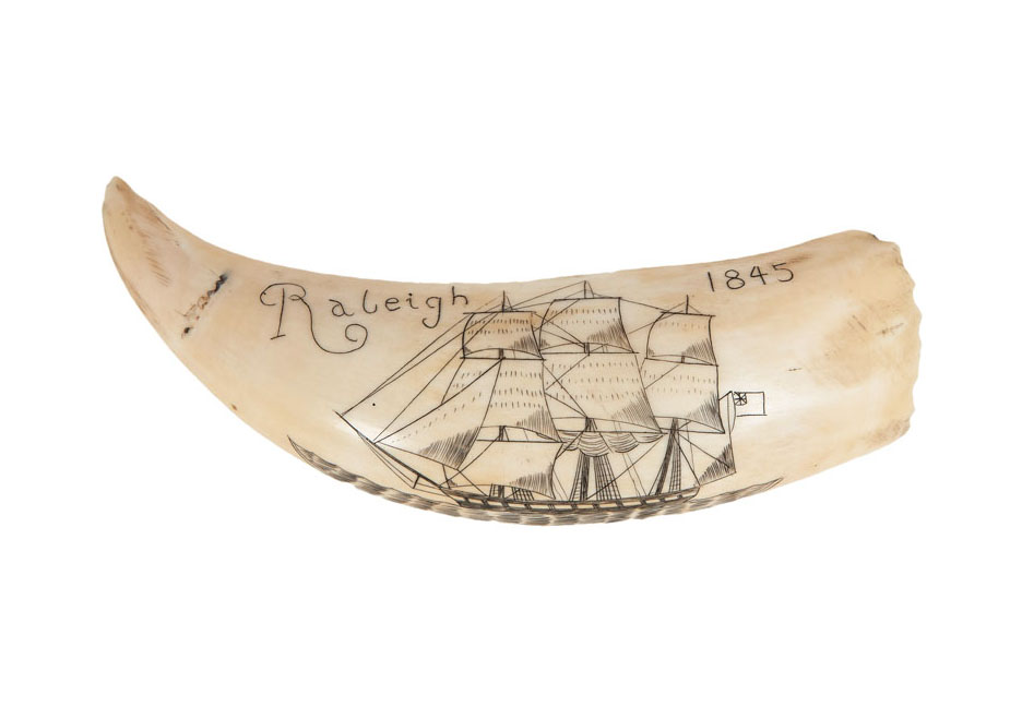 A small scrimshaw 'Three-master'