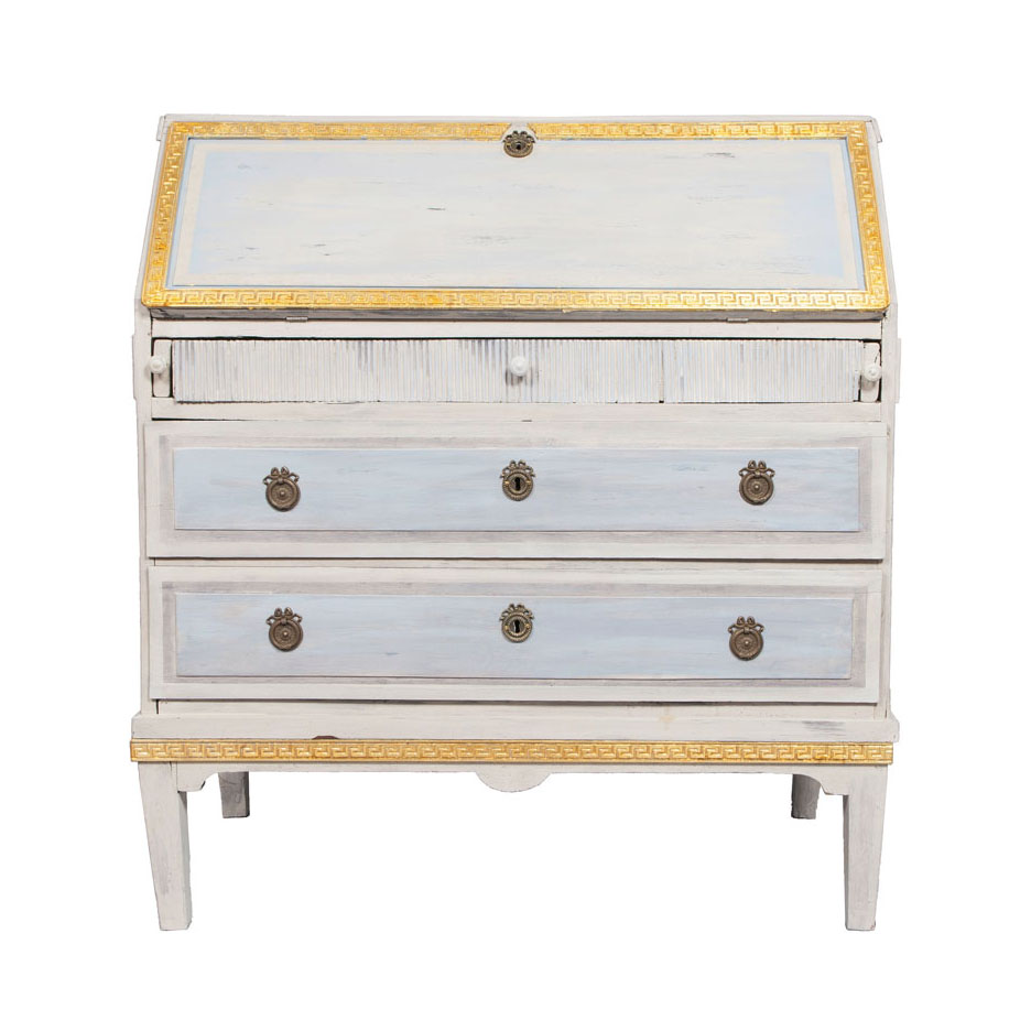 A coloured writing cabinet of gustavian style