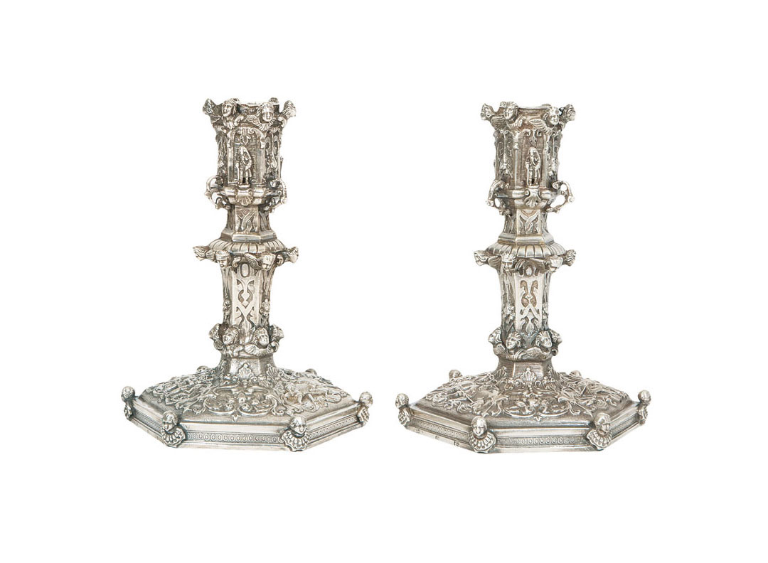 A pair of candlesticks of Renaissance style