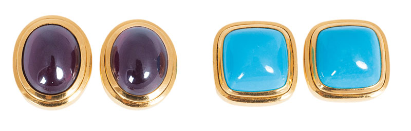 A pair of cufflinks with 3 varying coloured stone for exchanging - image 2