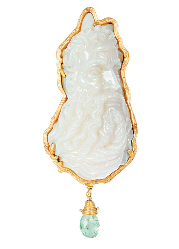A rare opal pendant with picture of Moses by Michelangelo