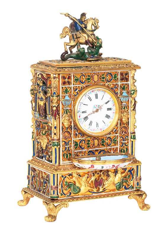 An extraordinary miniature table clock 'Saint Georg' - image 2