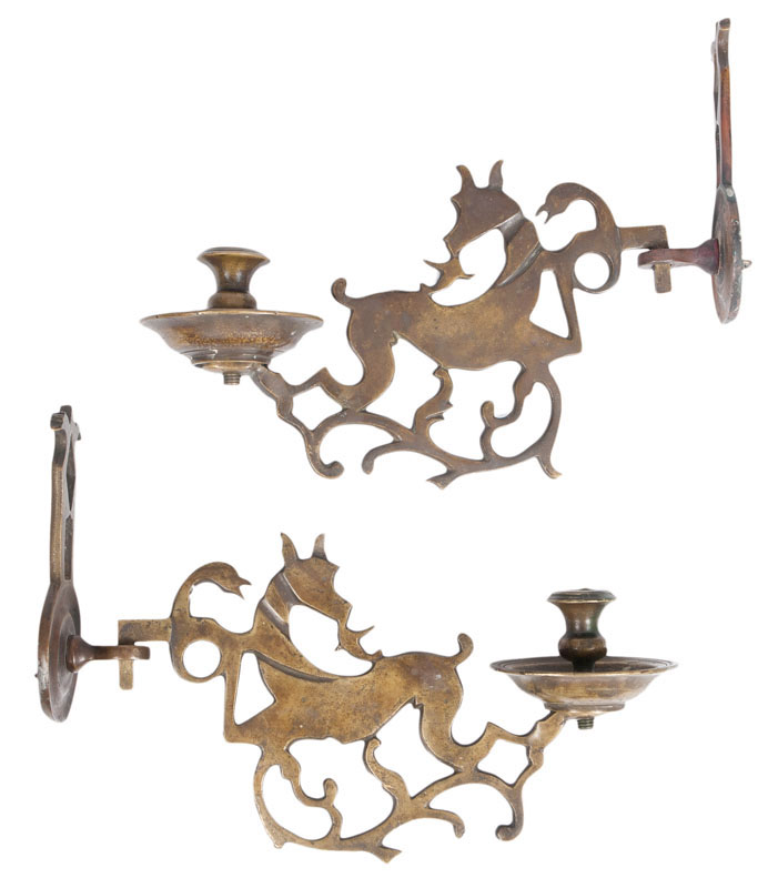 A pair of early baroque bronze-sconces