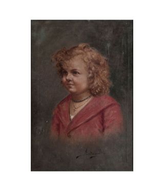 Achille Petrocelli - Portrait eines blondgelockten Mädchens Portrait eines blondgelockten Mädchens