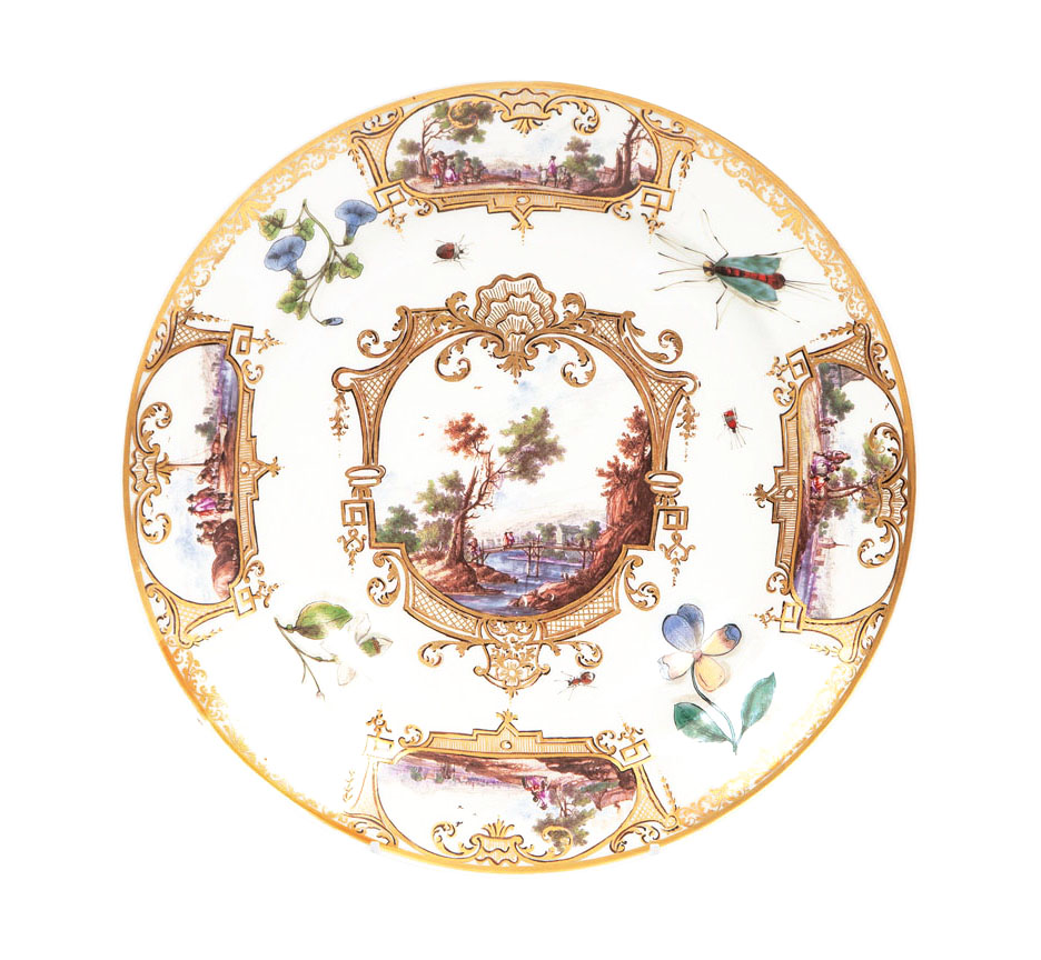 A plate with fine landscape and Kauffahrtei scenes A plate with fine landscape and Kauffahrtei scenes
