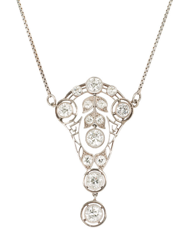 An Art-Nouveau diamond pendant