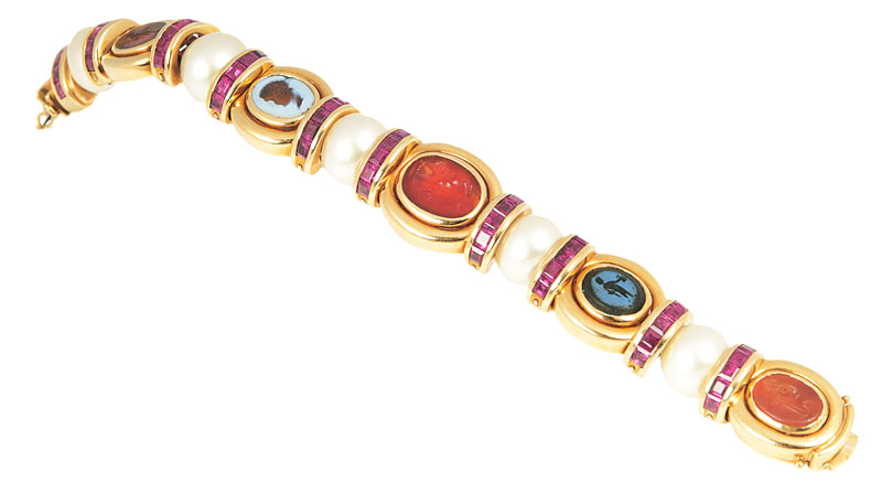 Seltenes Gemmen-Armband mit Südseeperlen und Rubinen - Bild 2