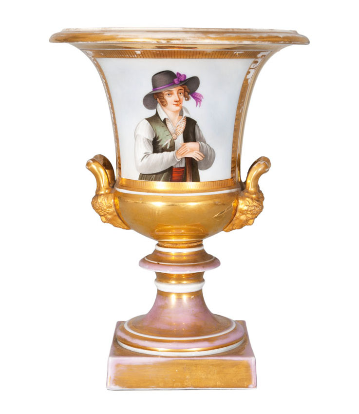 Kratervase mit volkstümlichem Portrait