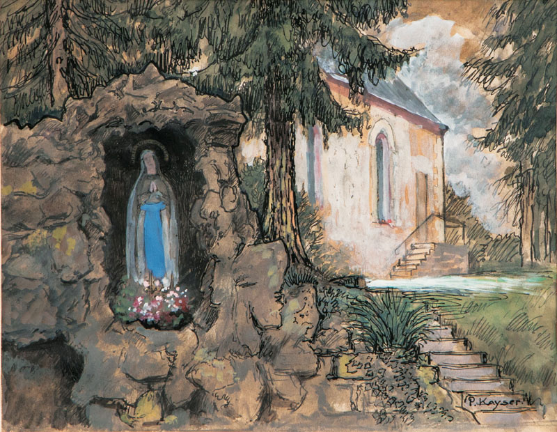 Marienbild vor einer Kapelle