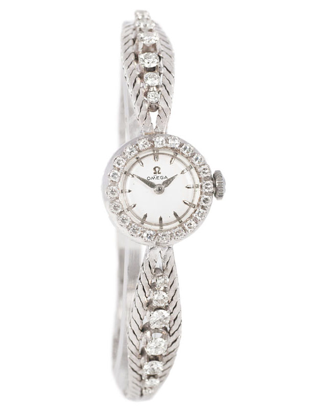 Damen-Armbanduhr mit Diamant-Besatz von Omega