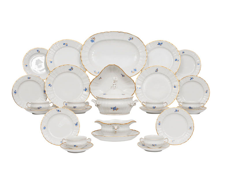 A dinner service 'Bleu mourant' for 6 persons A dinner service 'Bleu mourant' for 6 persons