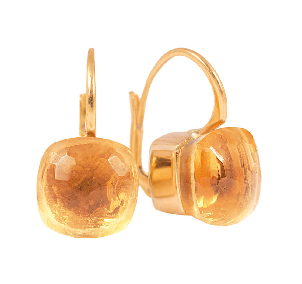 A pair of modern citrine earrings