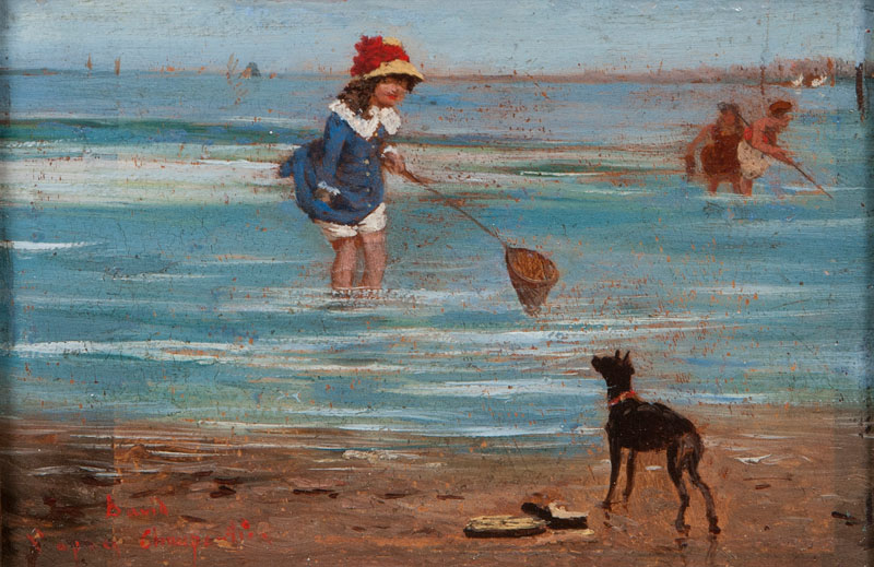 Girl with Dog on the Beach