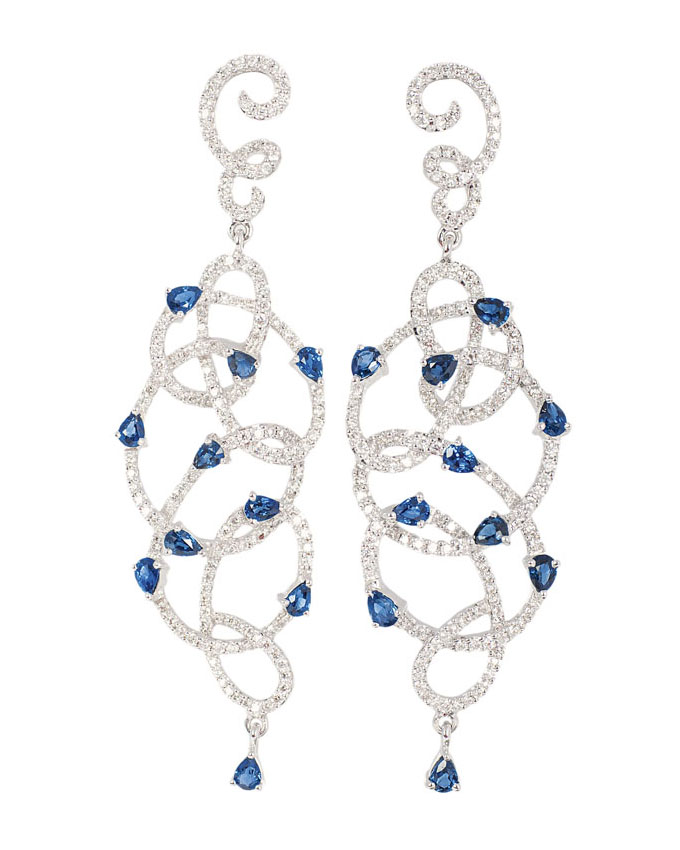 A pair of sapphire diamond earpendants