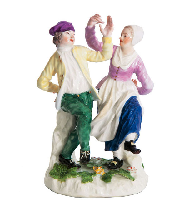 A rare figural group 'Dutch couple dancing'