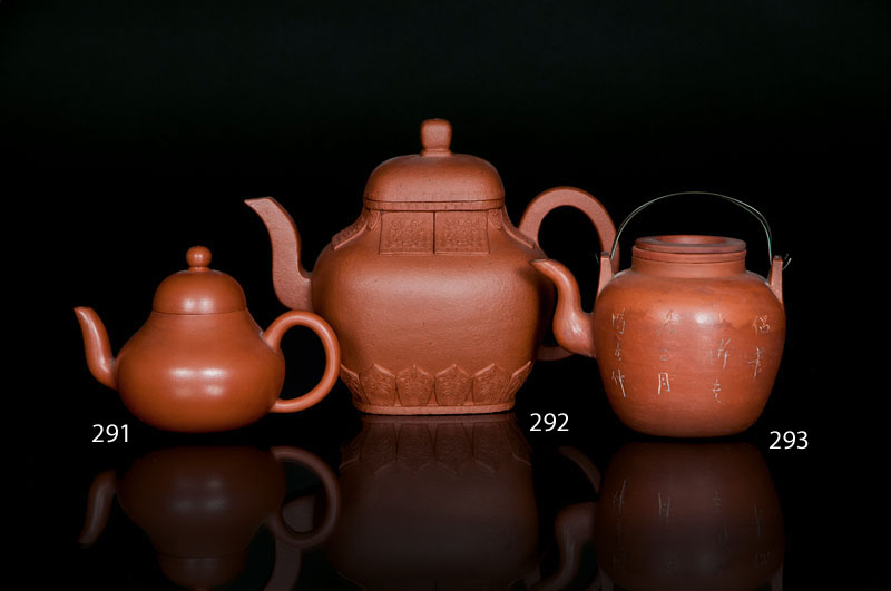 An inscribed Yixing teapot